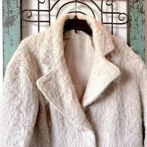 H&M full double breasted full length pale pink wool mix jacket. - Picture 8 of 9